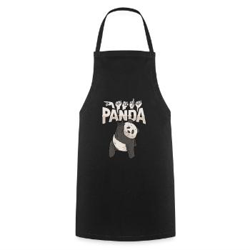 ILY Panda ASL Gebärdensprache - Kochschürze - Schwarz - Vorne - AI Model Male 185 dark (185cm)
