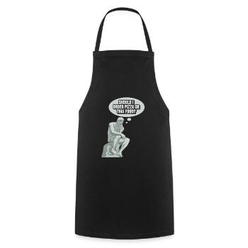 Denker Statue Pizza Design für einen Philosophen - Kochschürze - Schwarz - Vorne - AI Model Male 185 dark (185cm)