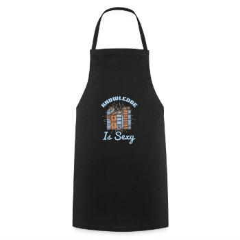 Knowledge Is Sexy Bookish Book Smart Genius Nerd - Cooking Apron - black - Front - AI Model Male 185 dark (185cm)