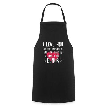 Je t’aime pour ta personnalité drôle d’anniversaire - Tablier de cuisine - noir - Devant - AI Model Male 185 dark (185cm)