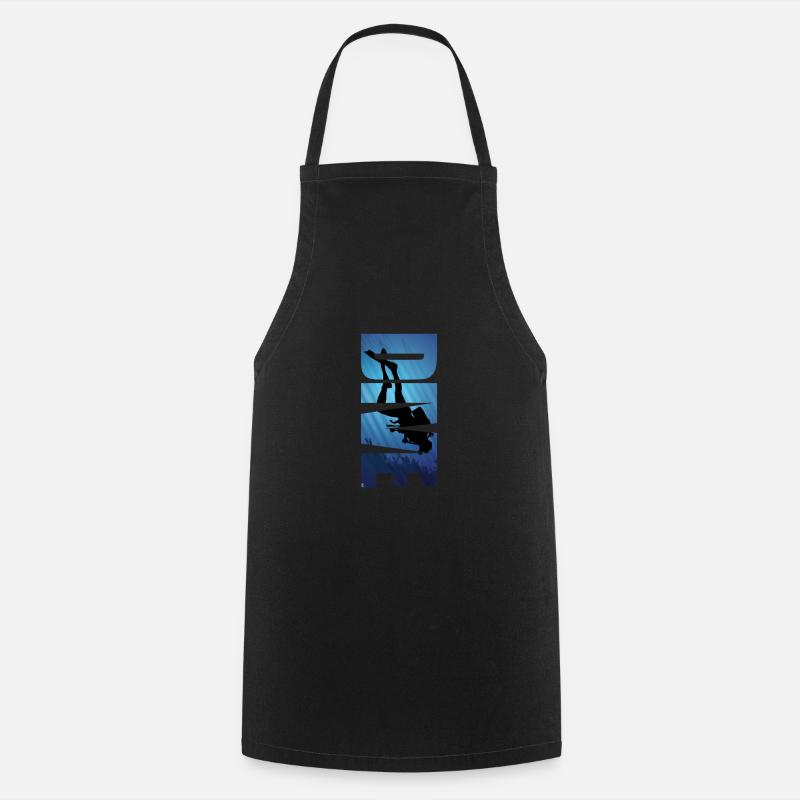 Plongée Typographie Plongée sous-marine Plongée plongeuse Cadeau - Tablier de cuisine - noir