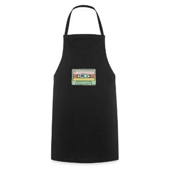 Bande Cassette Rétro - Tablier de cuisine - noir - Devant - AI Model Male 185 dark (185cm)