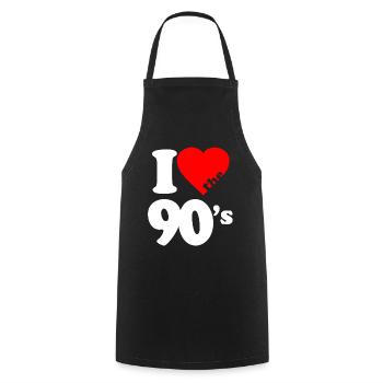 J'aime les annĂŠes 90 - Tablier de cuisine - noir - Devant - AI Model Male 185 dark (185cm)