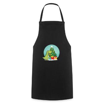 Dino Arbre de Noël Dinosaure Action de grâces - Tablier de cuisine - noir - Devant - AI Model Male 185 dark (185cm)