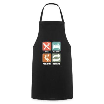 Eat Sleep Fishing Repeat Fishermen Fishers Fish - Cooking Apron - black - Front - AI Model Male 185 dark (185cm)