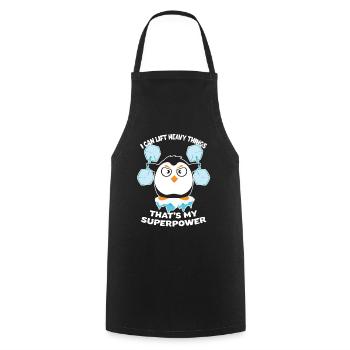 Cadeau de sport muscles de remise en forme pingouin - Tablier de cuisine - noir - Devant - AI Model Male 185 dark (185cm)