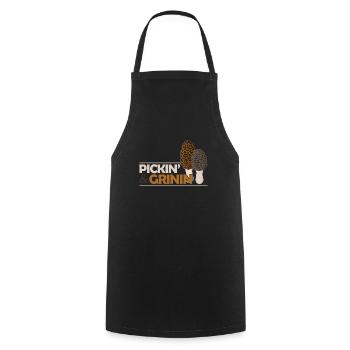 Ramasseur de champignons Pickin 'And Grinin - Tablier de cuisine - noir - Devant - AI Model Male 185 dark (185cm)