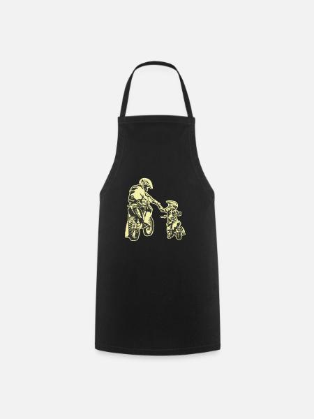 Papa Papa Moto Cadeau de motocross pour la fête des pères - Tablier de cuisine - noir