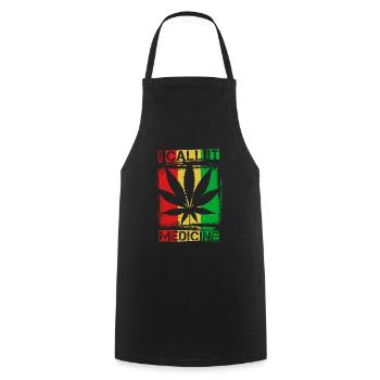 Weed Hemp Hippie Retro THC 420 Gift - Cooking Apron - black - Front - AI Model Male 185 dark (185cm)
