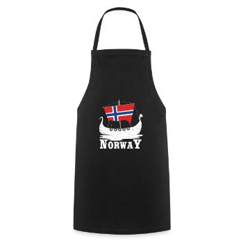 Norwegen Boot Wikinger Geschenk - Kochschürze - Schwarz - Vorne - AI Model Male 185 dark (185cm)