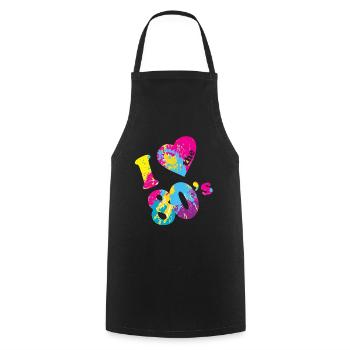 J'aime les annĂŠes 80 - Tablier de cuisine - noir - Devant - AI Model Male 185 dark (185cm)