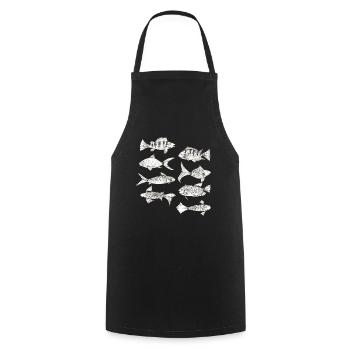 Fish Collection Vintage Fishes Gift Fishing Fish - Tablier de cuisine - noir - Devant - AI Model Male 185 dark (185cm)