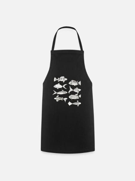 Fish Collection Vintage Fishes Gift Fishing Fish - Tablier de cuisine - noir