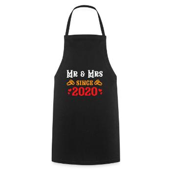 M. et Mme depuis 2020 cadeau d'anniversaire - Tablier de cuisine - noir - Devant - AI Model Male 185 dark (185cm)