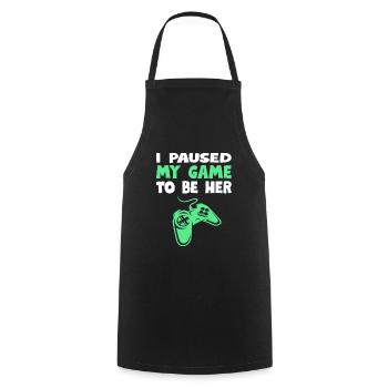 J'ai mis mon jeu en pause - Tablier de cuisine - noir - Devant - AI Model Male 185 dark (185cm)