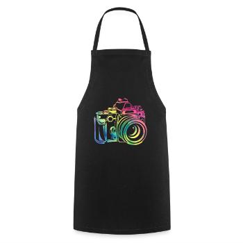 Photographie de caméraman appareil photo coloré - Tablier de cuisine - noir - Devant - AI Model Male 185 dark (185cm)