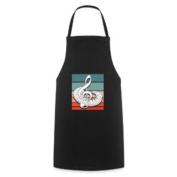 Notes de musique de musicien vintage rétro clé de sol - Tablier de cuisine - noir - Devant - AI Model Male 185 dark (185cm)