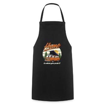 La maison est l'endroit où vous le garez Cadeau de tente de camping-car - Tablier de cuisine - noir - Devant - AI Model Male 185 dark (185cm)