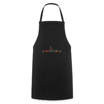 Hamburg Skyline Herzschlag Vintage - Kochschürze - Schwarz - Vorne - AI Model Male 185 dark (185cm)