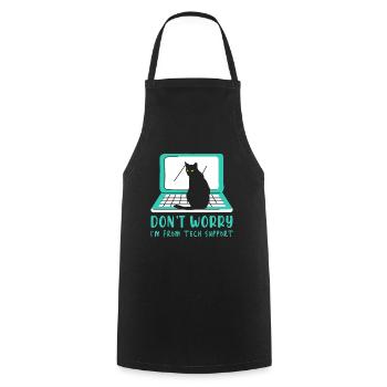 Cat Tech Support Computer Kitten Helpdesk IT Gift - Cooking Apron - black - Front - AI Model Male 185 dark (185cm)