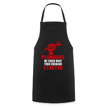 Plumbers Husband Profession Job Plumbing Pipe Gift - Cooking Apron - black - Front - AI Model Male 185 dark (185cm)