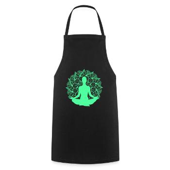 Mandala Yoga Asana Lotus Zen Nirvana Buddhism Gift - Cooking Apron - black - Front - AI Model Male 185 dark (185cm)