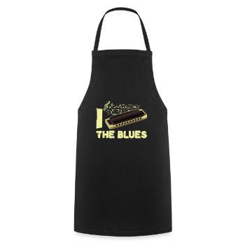 I Love The Blues Harmonica Music Instrument Gift - Cooking Apron - black - Front - AI Model Male 185 dark (185cm)