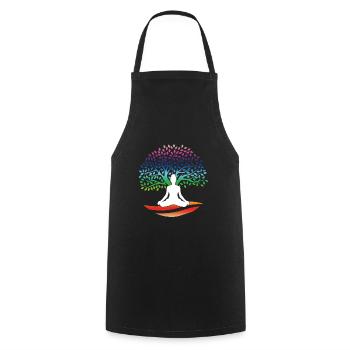 Yoga Lotus Baum Bunte Meditation Nirvana Zen - Kochschürze - Schwarz - Vorne - AI Model Male 185 dark (185cm)