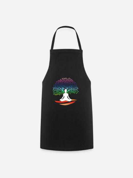 Yoga Lotus Baum Bunte Meditation Nirvana Zen - Kochschürze - Schwarz