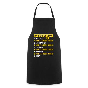 Perfect Day Bitcoin Course BTC Cryptocurrency Gift - Cooking Apron - black - Front - AI Model Male 185 dark (185cm)