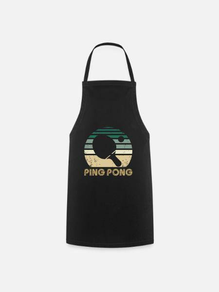 Vintage Ping Pong Raquette de Tennis de Table Cadeau - Tablier de cuisine - noir