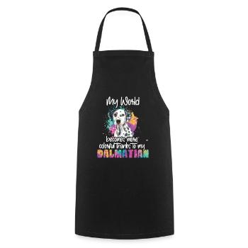 Colorful world thanks to my Dalmatian dog - Cooking Apron - black - Front - AI Model Male 185 dark (185cm)