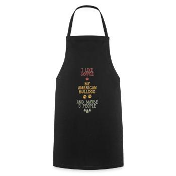 Le café et mon bouledogue américain - Tablier de cuisine - noir - Devant - AI Model Male 185 dark (185cm)
