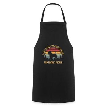 I like coffee my griffon belge and maybe 3 people - Cooking Apron - black - Front - AI Model Male 185 dark (185cm)