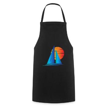Nautical Sailboat Sailing - Cooking Apron - black - Front - AI Model Male 185 dark (185cm)