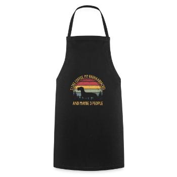 J’aime le café mon Rauhaardackel et peut-être 3 personnes - Tablier de cuisine - noir - Devant - AI Model Male 185 dark (185cm)