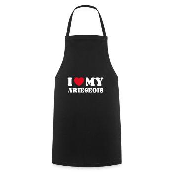 J’aime mon Ariègeois - Tablier de cuisine - noir - Devant - AI Model Male 185 dark (185cm)