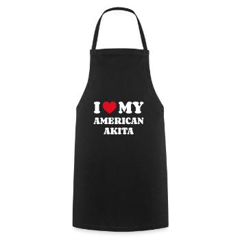 J’aime mon Akita américain - Tablier de cuisine - noir - Devant - AI Model Male 185 dark (185cm)