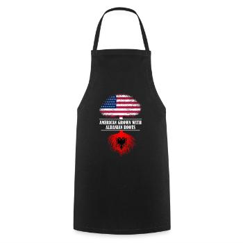 Américain cultivé avec le drapeau des racines albanaises - Tablier de cuisine - noir - Devant - AI Model Male 185 dark (185cm)