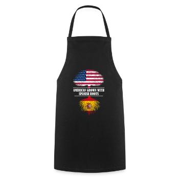 American grown with spanish roots Spain - Cooking Apron - black - Front - AI Model Male 185 dark (185cm)