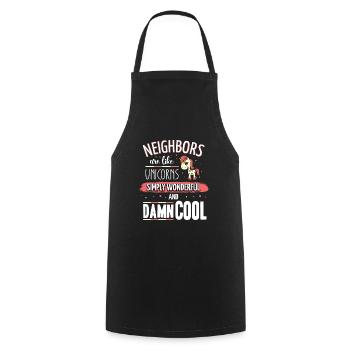 Les voisins sont comme le quartier des licornes - Tablier de cuisine - noir - Devant - AI Model Male 185 dark (185cm)
