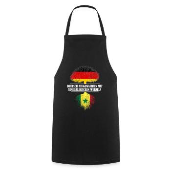 Deutsch mit senegalesischen Wurzeln - Kochschürze - Schwarz - Vorne - AI Model Male 185 dark (185cm)