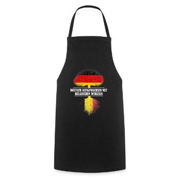 Deutsch mit belgischen Wurzeln - Kochschürze - Schwarz - Vorne - AI Model Male 185 dark (185cm)