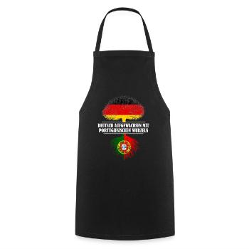 Deutsch mit portugiesischen Wurzeln - Kochschürze - Schwarz - Vorne - AI Model Male 185 dark (185cm)