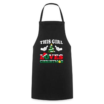 This Girl Loves Christmas - Cooking Apron - black - Front - AI Model Male 185 dark (185cm)