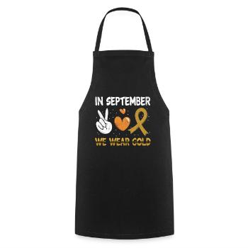 Month September Ribbon Childhood Cancer Awareness - Cooking Apron - black - Front - AI Model Male 185 dark (185cm)