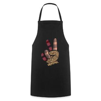 Turkey Love Peace Autumn Pattern Thanksgiving - Cooking Apron - black - Front - AI Model Male 185 dark (185cm)