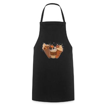 Pumpkin Drink Thanksgiving Season Autumn - Cooking Apron - black - Front - AI Model Male 185 dark (185cm)