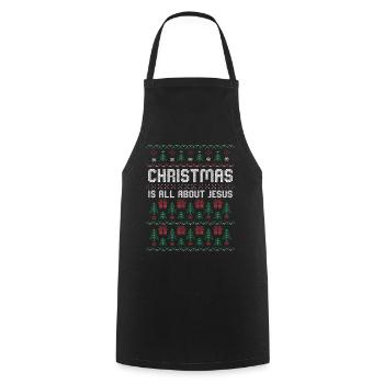 christmas is all about jesus outfit - Kochschürze - Schwarz - Vorne - AI Model Male 185 dark (185cm)