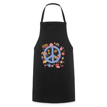 Retro Boho Peace Sign - Cooking Apron - black - Front - AI Model Male 185 dark (185cm)